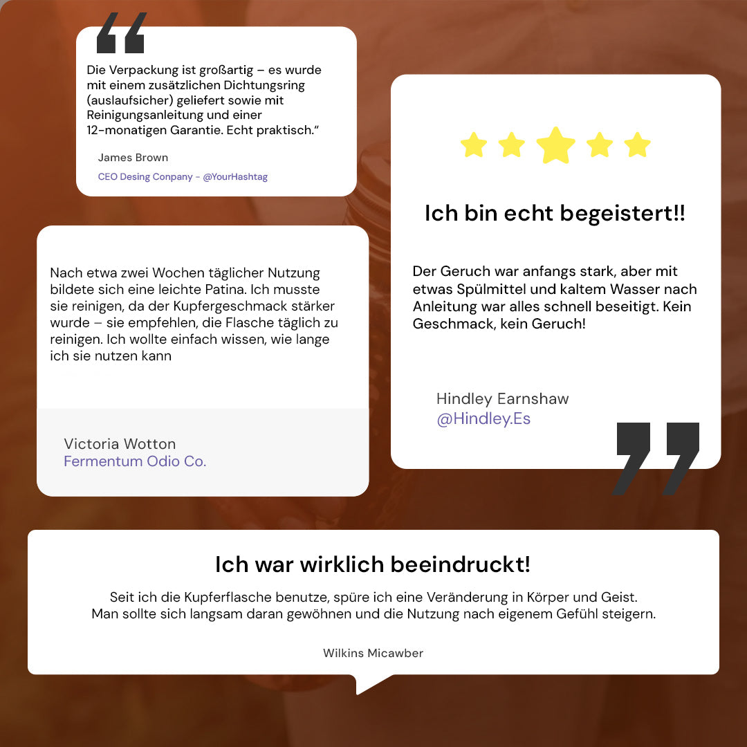 Zertifizierte Ayurveda® Reine Kupfer--Wasserflasche –- V2 Handgehämmerte Edition